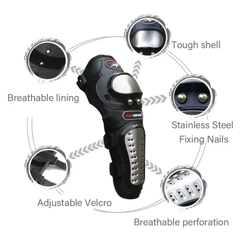Motorcycle Gear Full Set - Ginocchiere per moto durevoli in acciaio