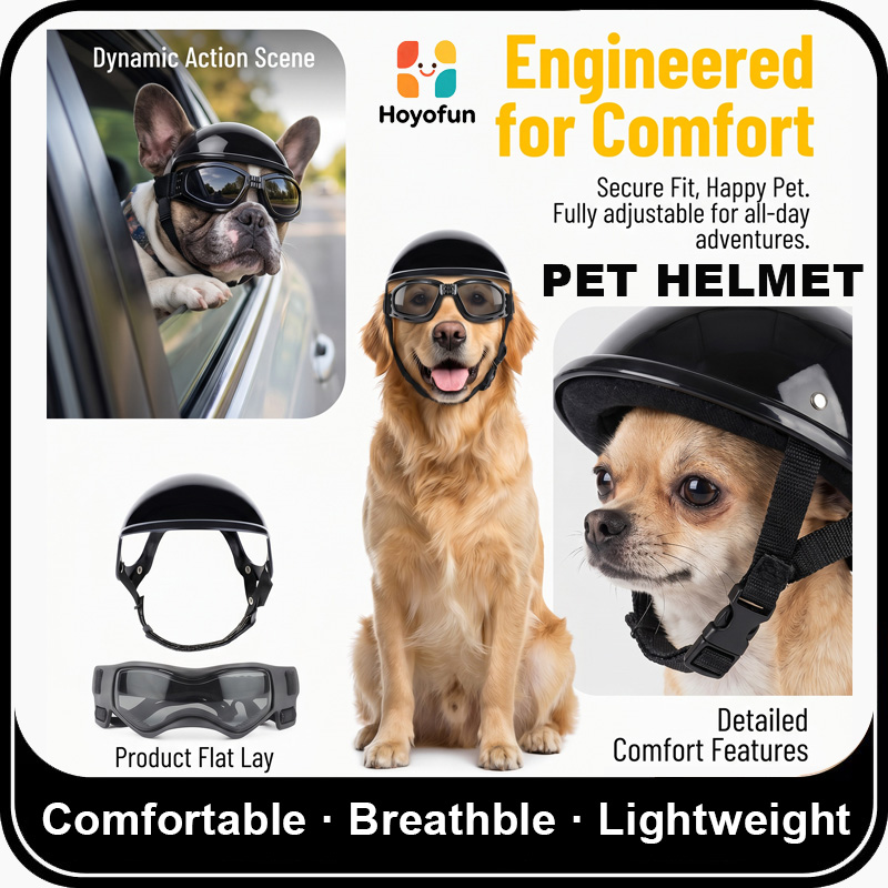 Motorcycle Gear For Dogs - Set Casco e Occhiali da Moto