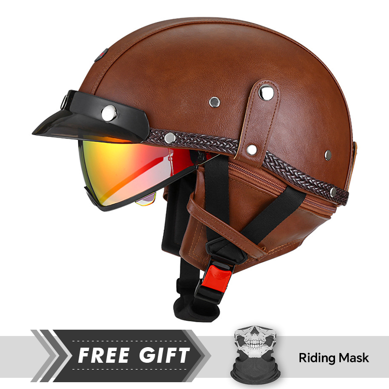 Motorcycle Gear In Store - Casco mezza faccia retrò per adulti